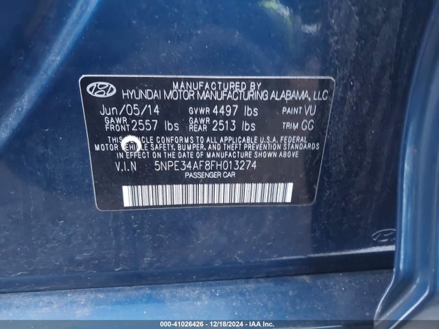 Hyundai Sonata Limited 2015 5NPE34AF8FH013274 Image 9