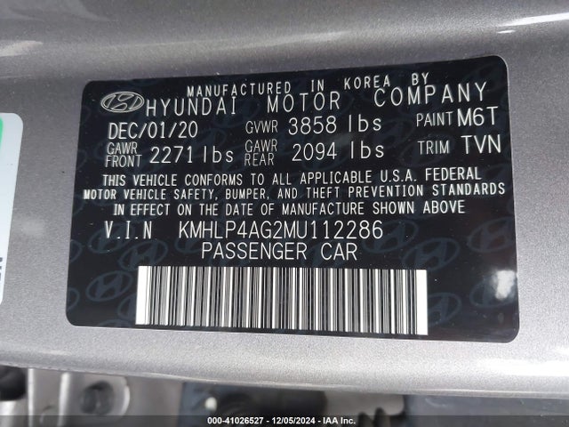 Hyundai Elantra Limited 2021 KMHLP4AG2MU112286 Image 9