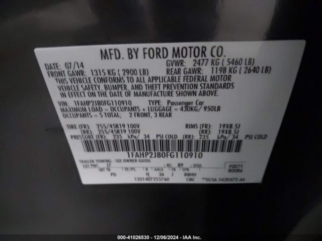 1FAHP2J80FG110910 Ford Taurus Limited