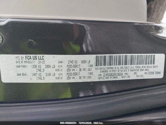 2C4RDGBG3GR196224 Dodge Grand Caravan Se