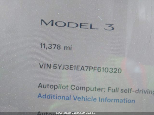 5YJ3E1EA7PF610320 Tesla Model 3 Rear-wheel Drive