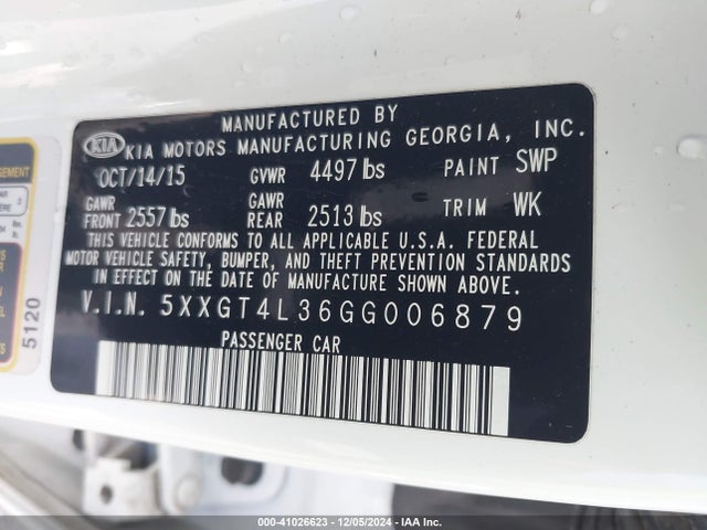 KIA Optima Lx 2016 5XXGT4L36GG006879 Image 9