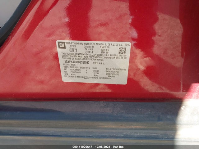2013 CADILLAC SRX 3GYFNJE38DS527927 Photo 8