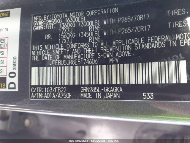 JTEBU5JR8E5174606 Toyota 4RUNNER SR5