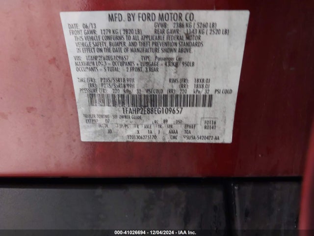 1FAHP2E88EG109657 Ford TAURUS SEL