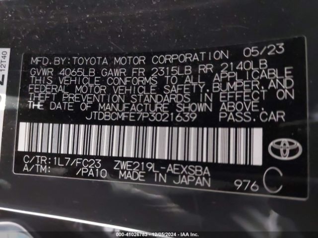 JTDBCMFE7P3021639 Toyota Corolla Hybrid Se