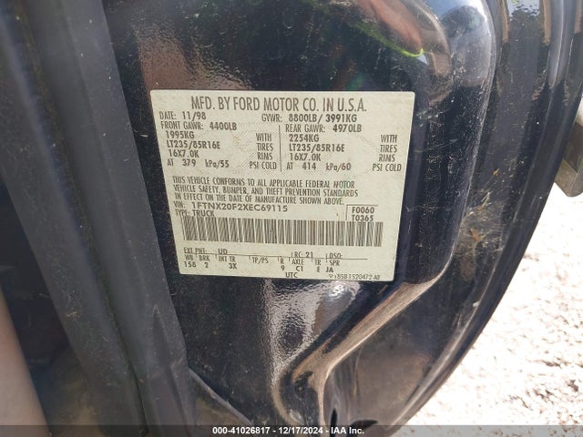 1999 FORD SUPER DUTY F-250 1FTNX20F2XEC69115 Photo 8