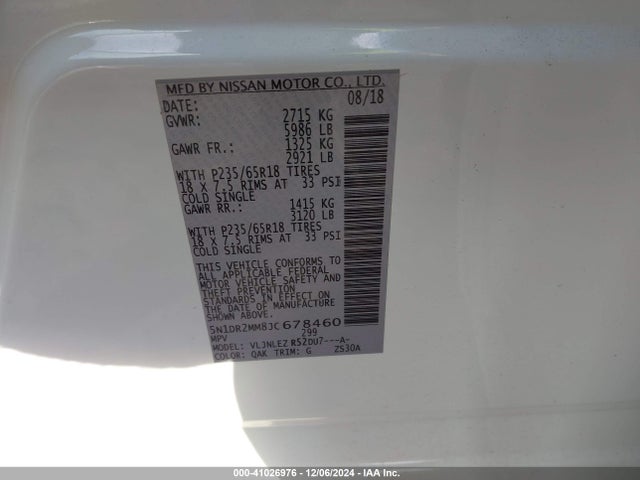 Nissan Pathfinder Sv 2018 5N1DR2MM8JC678460 Image 9
