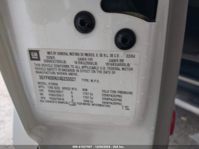 2004 CADILLAC ESCALADE ESV 3GYFK66N24G233027 Photo 8