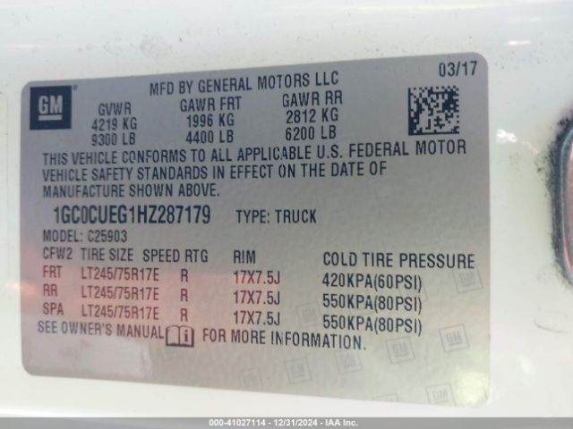 1GC0CUEG1HZ287179 Chevrolet Silverado 2500hd Wt
