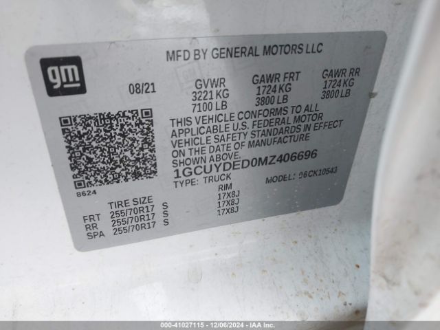 1GCUYDED0MZ406696 Chevrolet Silverado 1500 4wd  Short Bed Lt