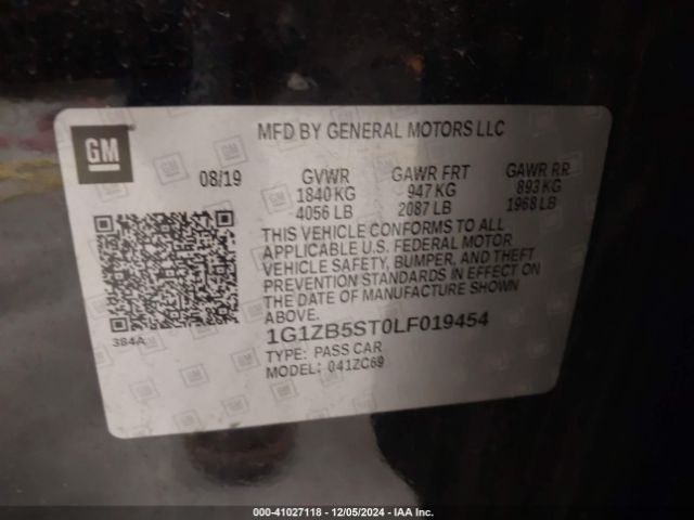 1G1ZB5ST0LF019454 Chevrolet Malibu Fwd Ls