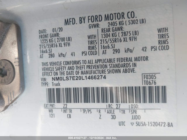 Ford Transit Connect Xl Cargo Van 2020 NM0LS7E20L1466274 Image 8