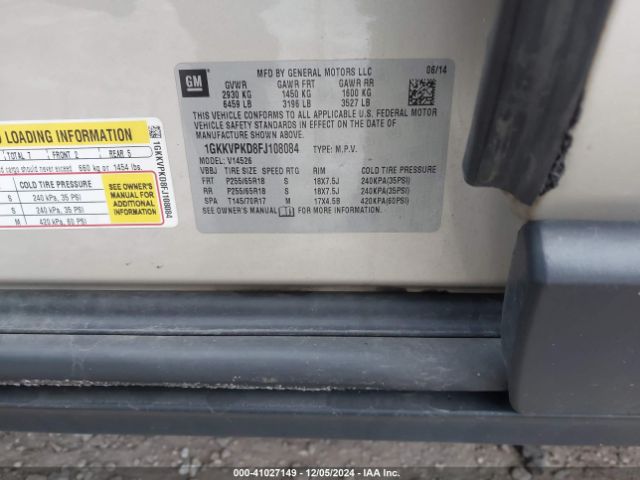 1GKKVPKD8FJ108084 GMC Acadia Sle-2