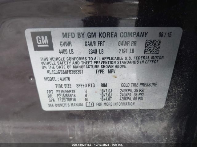 KL4CJGSB8FB268397 Buick Encore Leather