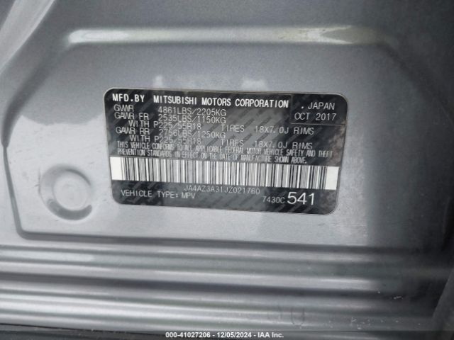 JA4AZ3A31JZ021760 Mitsubishi Outlander Le