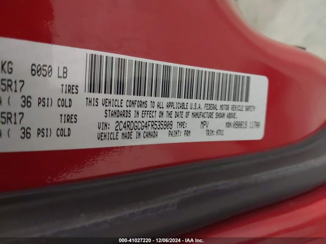 2C4RDGCG4FR535909 Dodge Grand Caravan Sxt