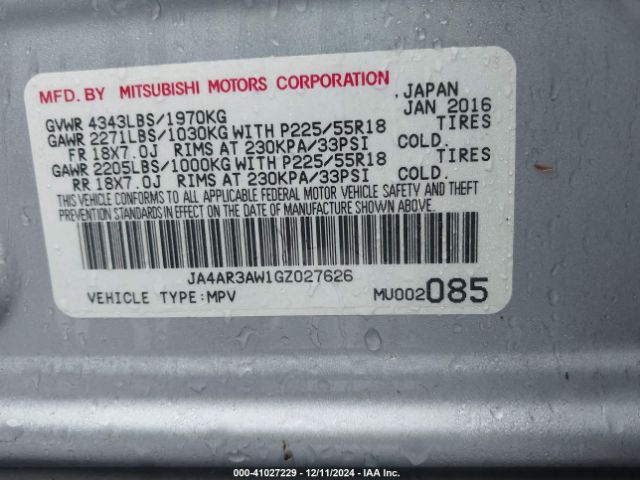 2016 MITSUBISHI OUTLANDER SPORT JA4AR3AW1GZ027626 Photo 8