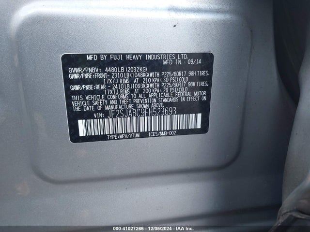 JF2SJABC9FH523693 Subaru Forester 2.5i