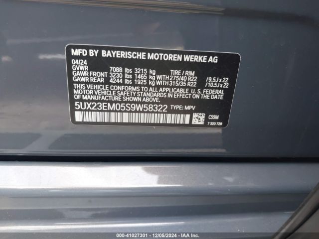5UX23EM05S9W58322 BMW X7 Xdrive40i