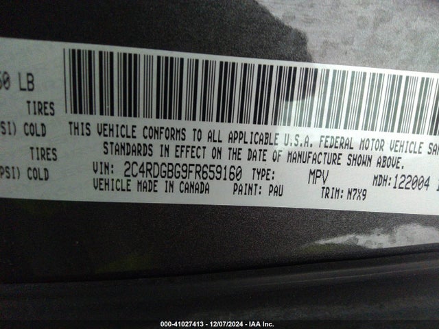 2C4RDGBG9FR659160 Dodge Grand Caravan Se
