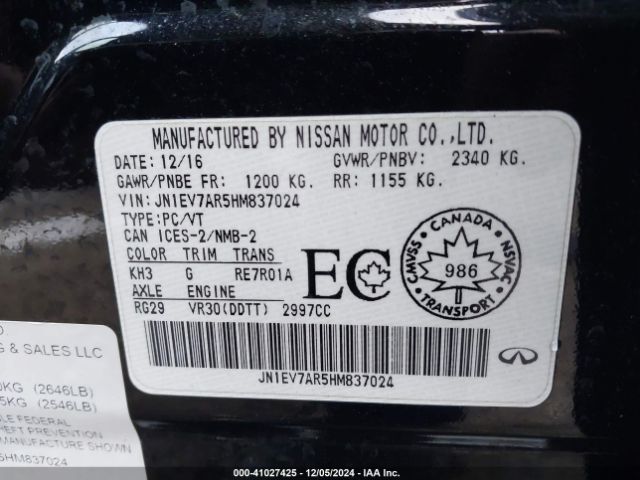 JN1EV7AR5HM837024 Infiniti Q50 3.0t Premium/3.0t Signature Edition/3.0t Sport