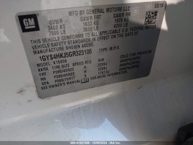 2016 CADILLAC ESCALADE ESV 1GYS4HKJ5GR323106 Photo 8