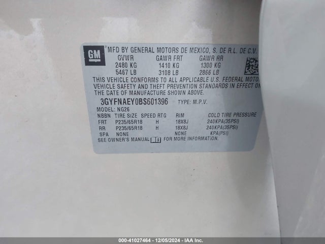 2011 CADILLAC SRX 3GYFNAEY0BS601396 Photo 8