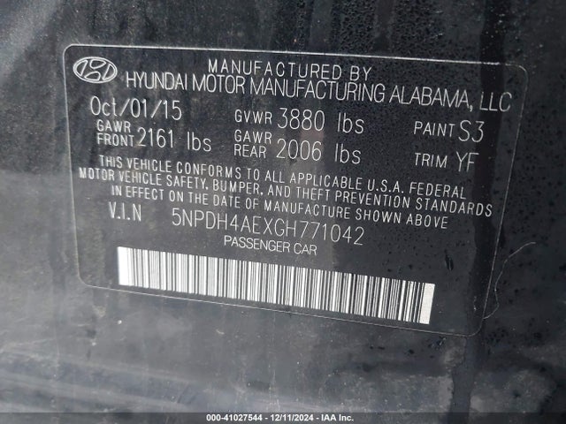 Hyundai ELANTRA SE 2016 5NPDH4AEXGH771042 Image 9
