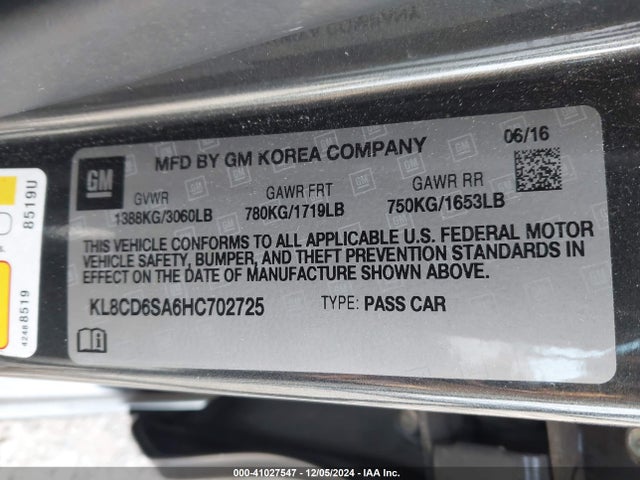 Chevrolet Spark 1lt Cvt 2017 KL8CD6SA6HC702725 Image 9