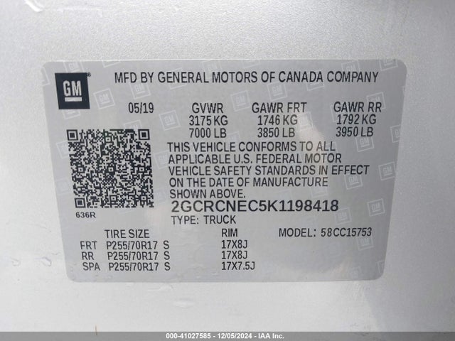 Chevrolet Silverado 1500 Ld Wt 2019 2GCRCNEC5K1198418 Image 9