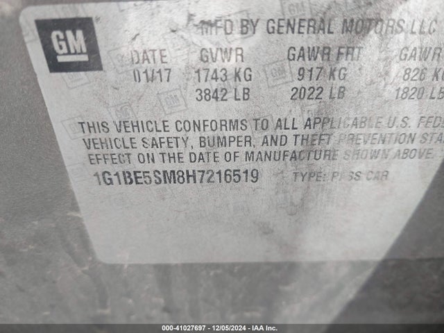 Chevrolet Cruze Lt Auto 2017 1G1BE5SM8H7216519 Image 9