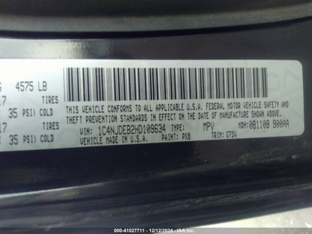 1C4NJDEB2HD109634 Jeep Compass Latitude 4x4