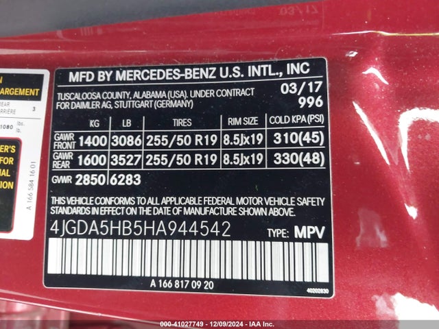 4JGDA5HB5HA944542 Mercedes-Benz Gle 350 4matic