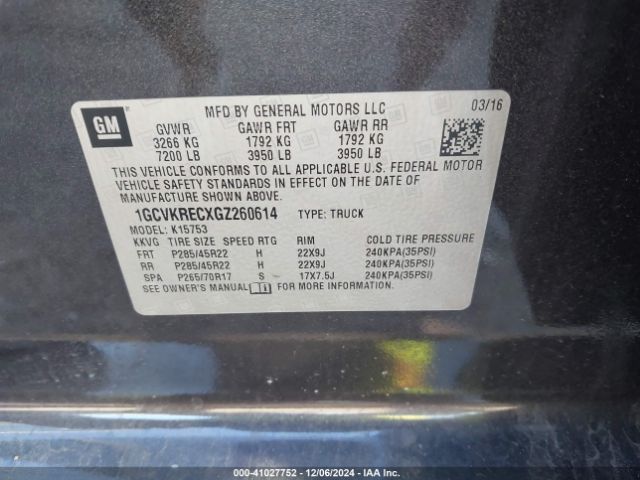 1GCVKRECXGZ260614 Chevrolet Silverado 1500 2lt