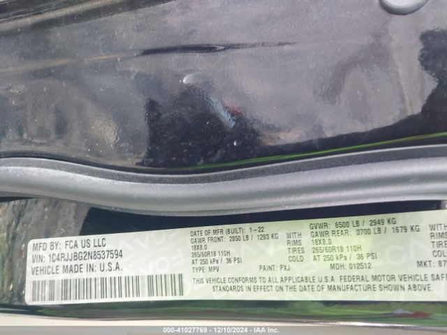 1C4RJJBG2N8537594 Jeep Grand Cherokee L Limited 4x2