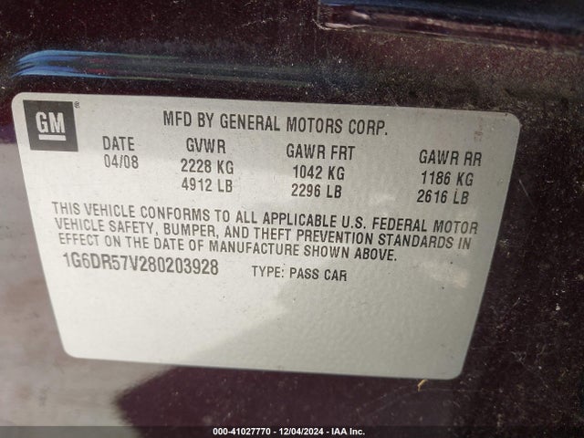 2008 CADILLAC CTS 1G6DR57V280203928 Photo 8
