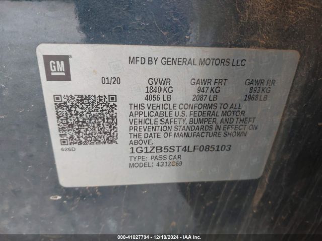 1G1ZB5ST4LF085103 Chevrolet Malibu Fwd Ls