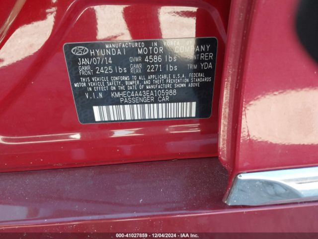 KMHEC4A43EA105988 Hyundai Sonata Hybrid Limited