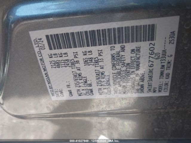 5N1BT3AB1RC677602 Nissan Rogue S Intelligent Awd