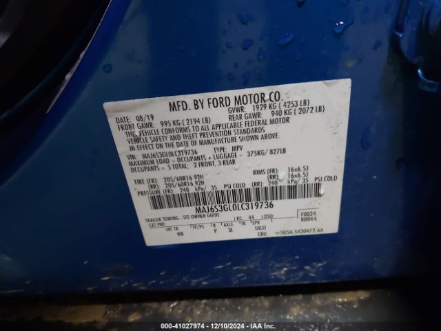 MAJ6S3GL0LC319736 Ford Ecosport Se