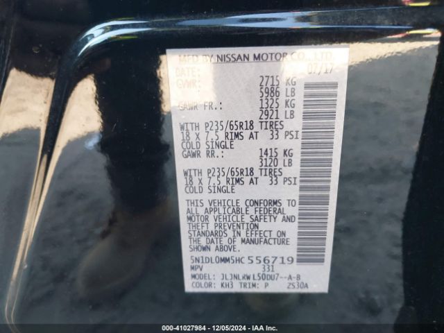 5N1DL0MM5HC556719 Infiniti QX60