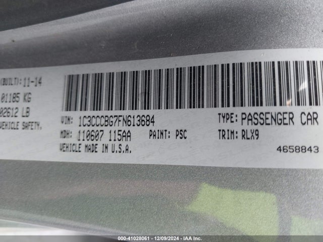 1C3CCCBG7FN613684 Chrysler 200 S