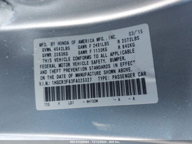1HGCR3F83FA025027 Honda Accord Ex-l V-6