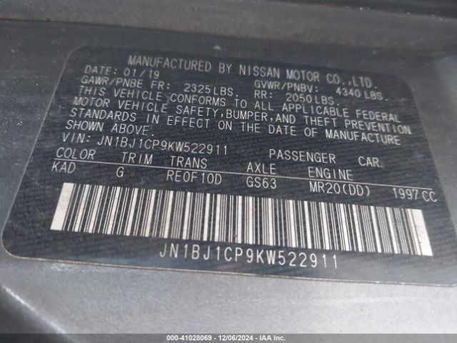 JN1BJ1CP9KW522911 Nissan Rogue Sport S