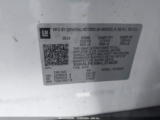 3GKALPEX9KL374630 GMC Terrain Slt