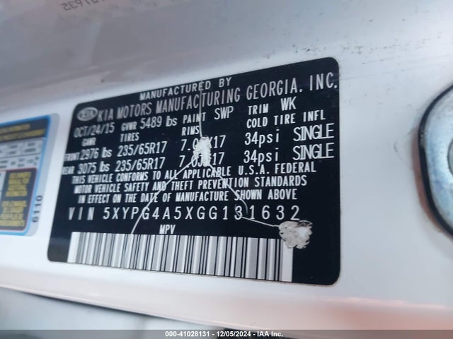 KIA Sorento 3.3l Lx 2016 5XYPG4A5XGG131632 Image 9