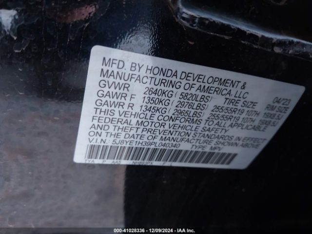 5J8YE1H39PL040340 Acura Mdx Standard