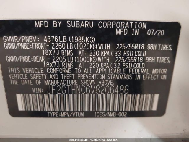 JF2GTHNC6M8206486 Subaru Crosstrek Limited