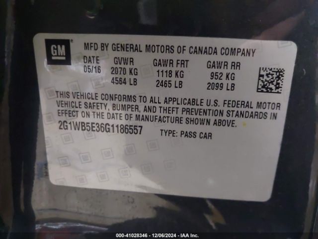 2G1WB5E36G1186557 Chevrolet Impala Limited Lt